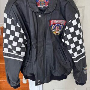 MINT vtg JH Design NASCAR 50th Anniversary Leather Jacket XL